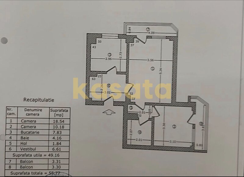 Metrou Obor, apartament 2 camere 56 mp, 1982, complet mobilat, 2 balcoane
